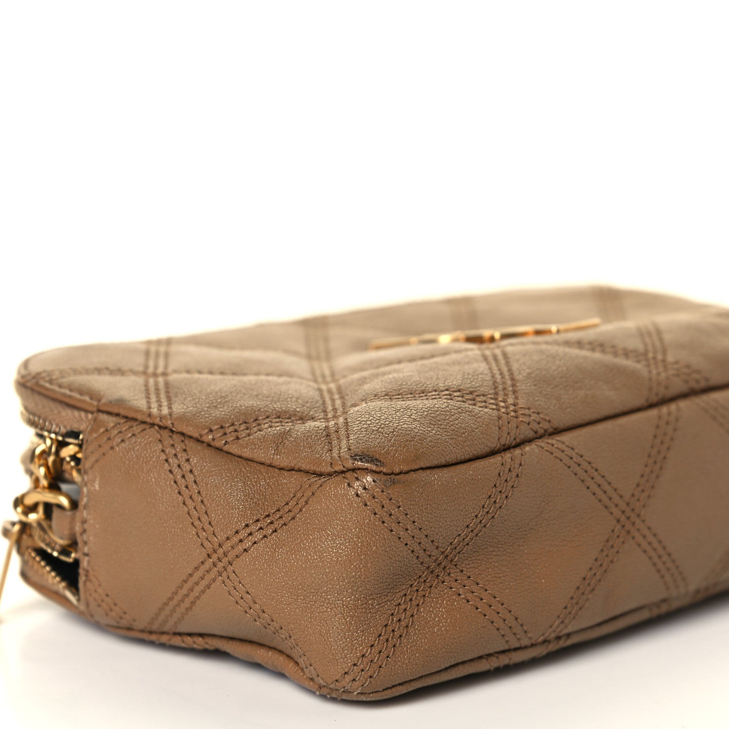 Saint Laurent Grained Lambskin Quilted Mini Becky Double Zip Bag Dark Beige 8 of 11