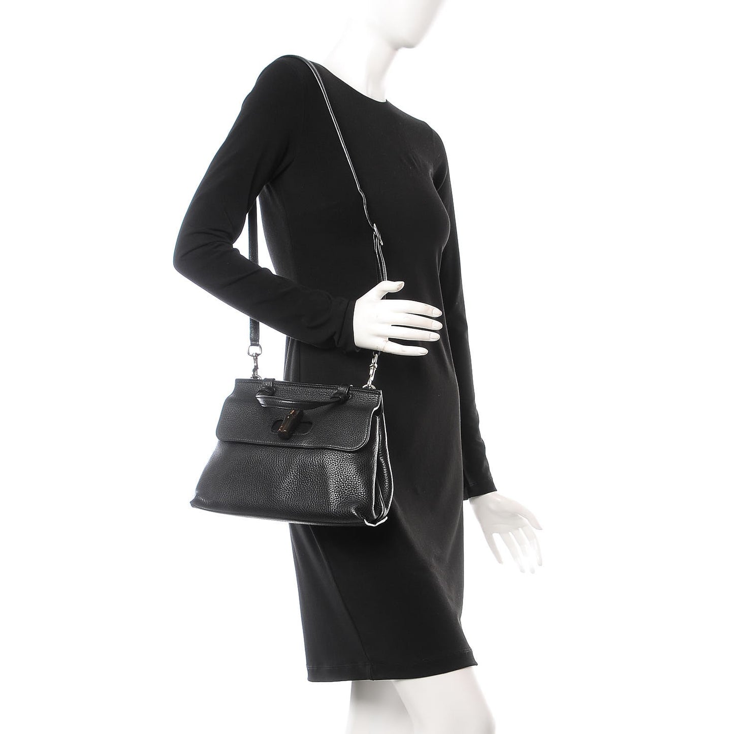 Cellarius Calfskin Small Bamboo Daily Top Handle Bag Black