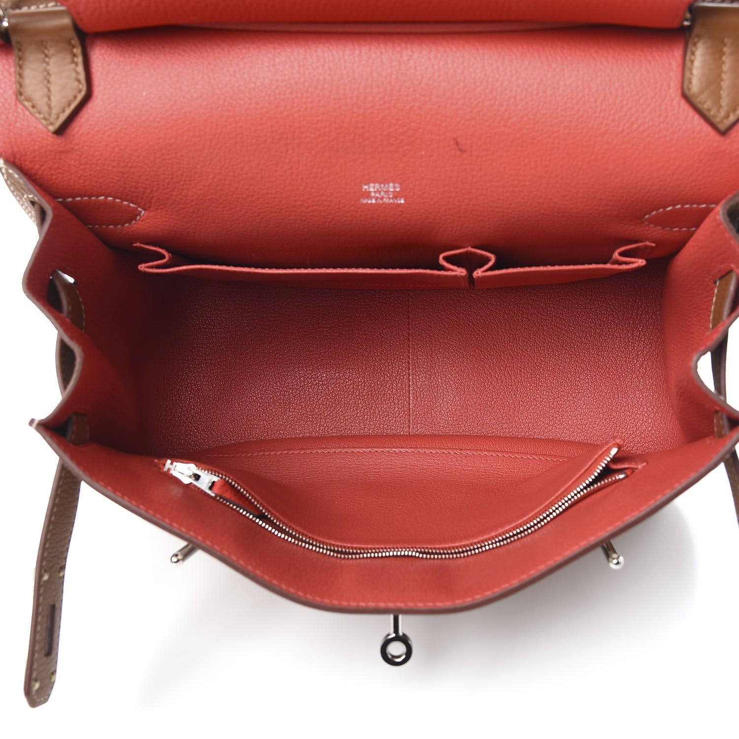 Hermes Taurillon Clemence Bi-Color Jypsiere 31 Gold Rouge Casaque 5 of 13
