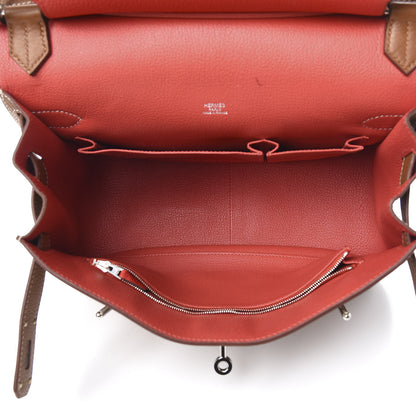 Hermes Taurillon Clemence Bi-Color Jypsiere 31 Gold Rouge Casaque 5 of 13