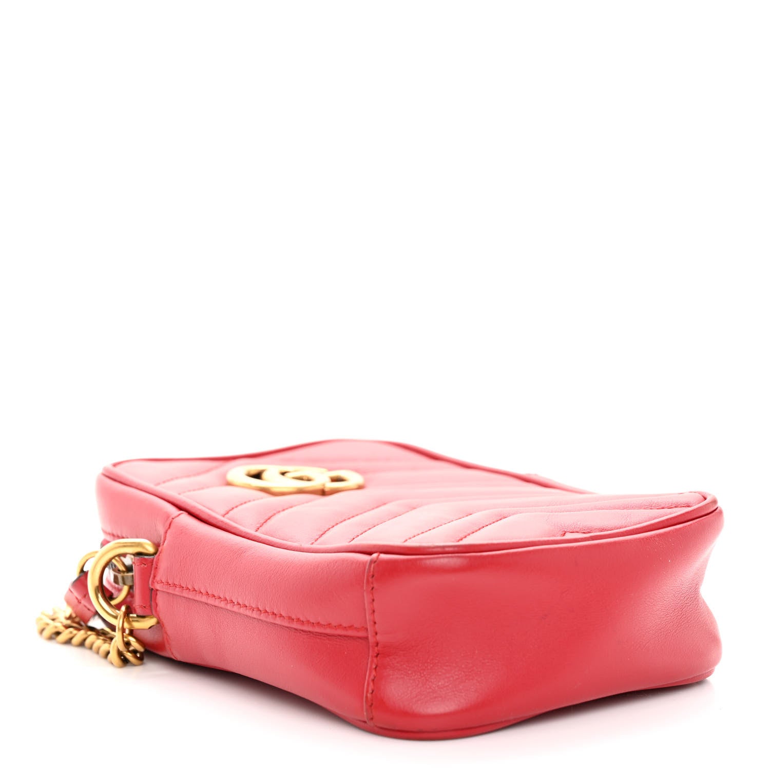 Gucci Calfskin Matelasse Mini GG Marmont Crossbody Bag Hibiscus Red 4 of 10