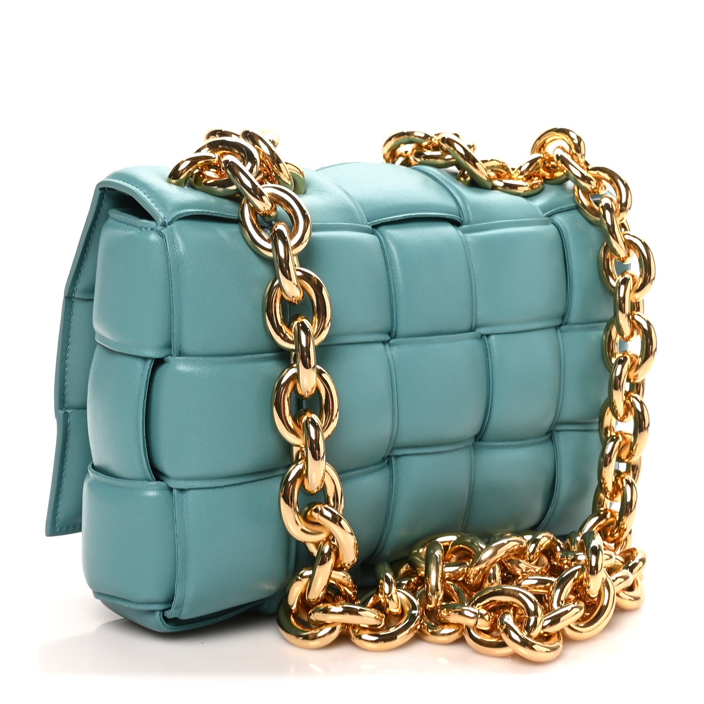 Lambskin Maxi Intrecciato Padded Chain Cassette Crossbody Bag Linoleum