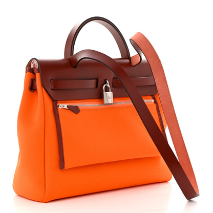 Hermes Toile Officier Vache Hunter Laque Herbag Zip PM 31 Orange Rouge H 4 of 11