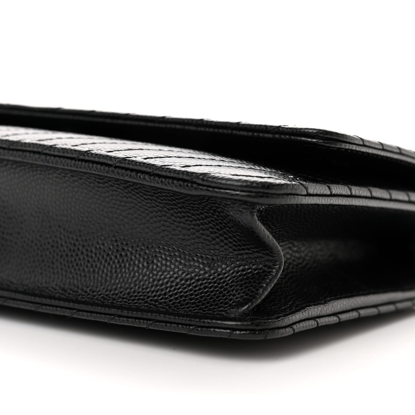 Caviar Chevron Quilted Wallet On Chain WOC Black