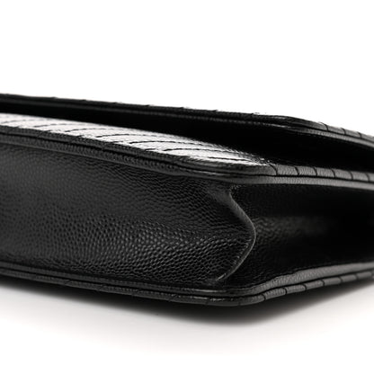 Chanel Caviar Chevron Quilted Wallet On Chain WOC Black 11 of 13