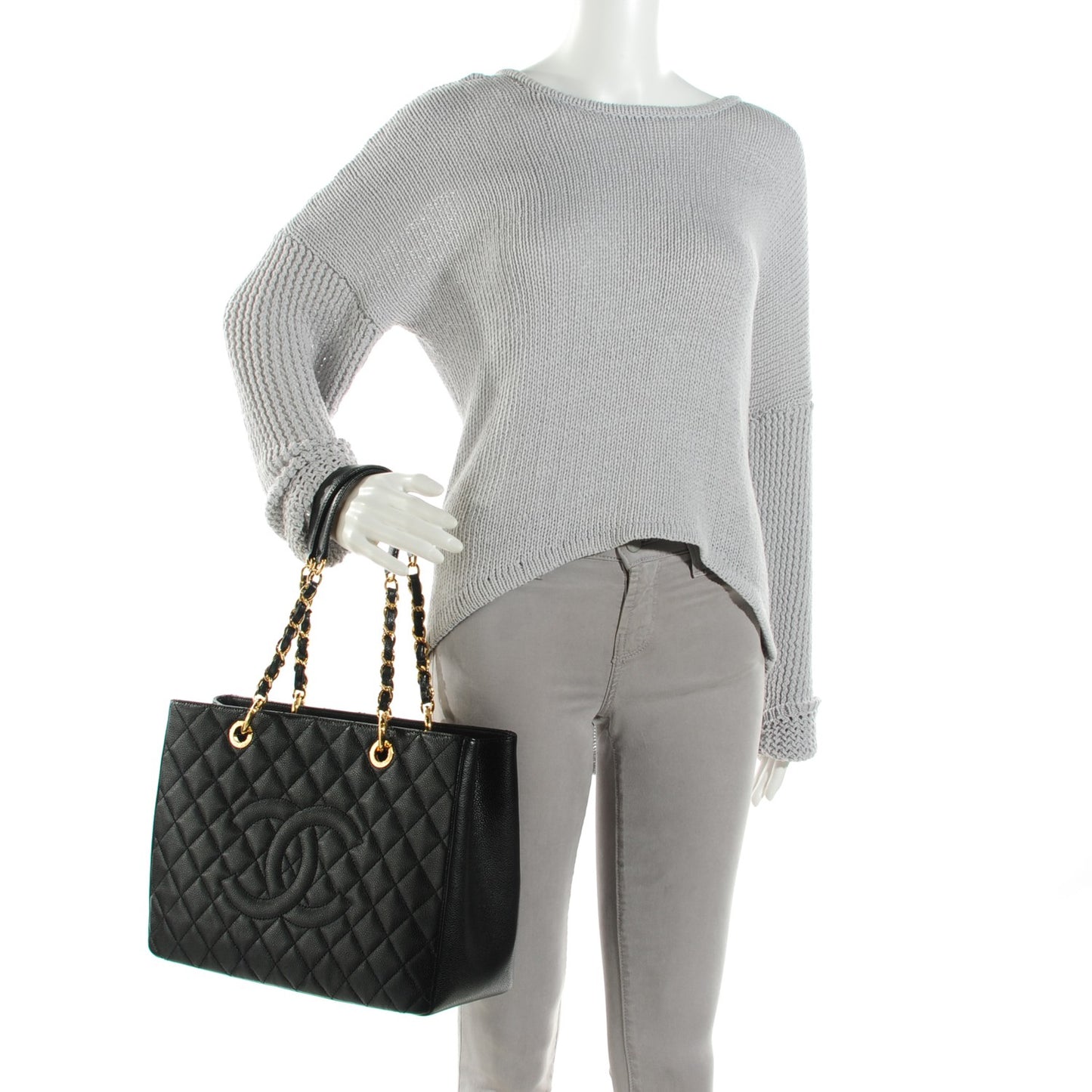 Caviar Quilted Grand Shopping Tote GST Black