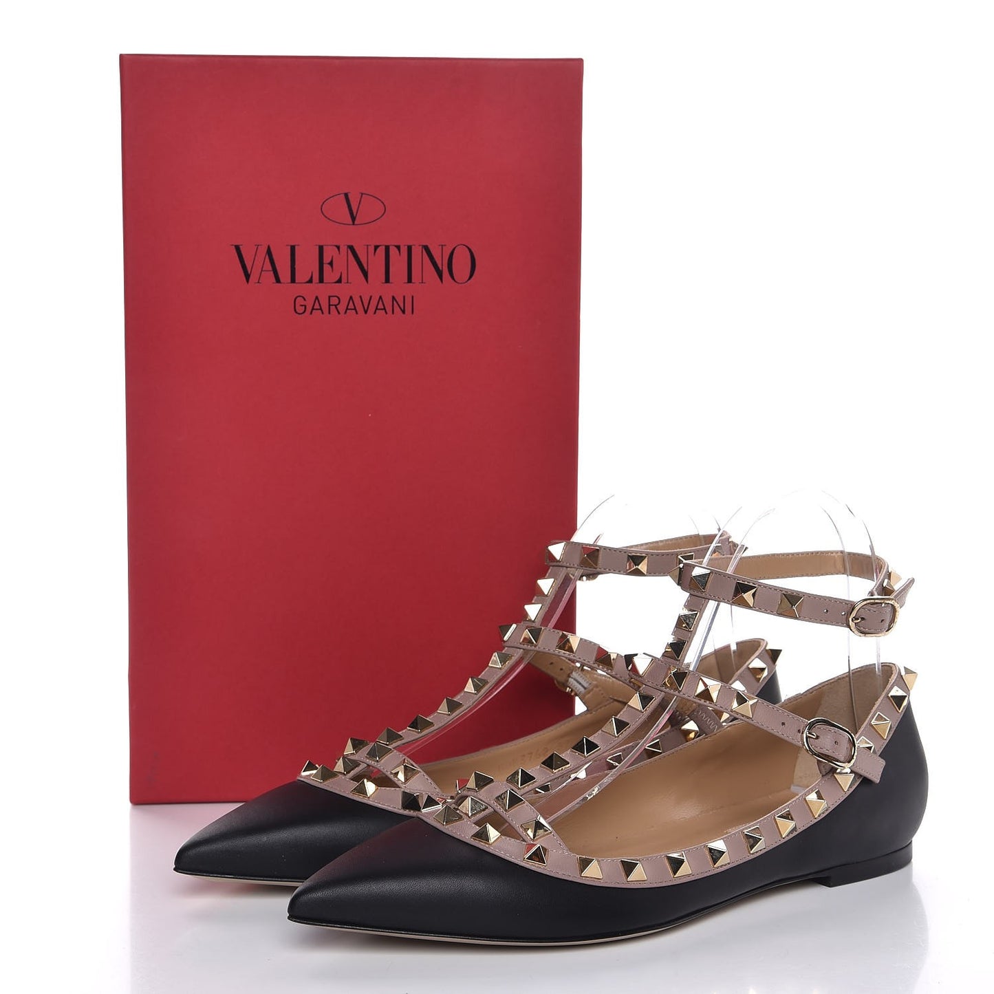 Nappa Rockstud Cage Ballerina Flats 37.5 Black Poudre