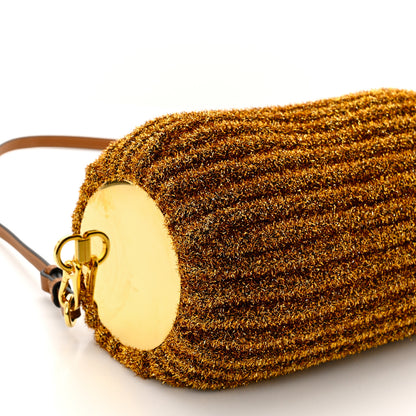 Loewe Metallic Lurex Pleated Bracelet Pouch Shoulder Bag Gold 9 of 10