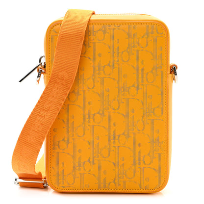 Christian Dior Calfskin Oblique Galaxy Perforated World Tour Messenger Pouch Yellow 1 of 10