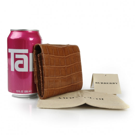 Crocodile Compact Wallet Cognac