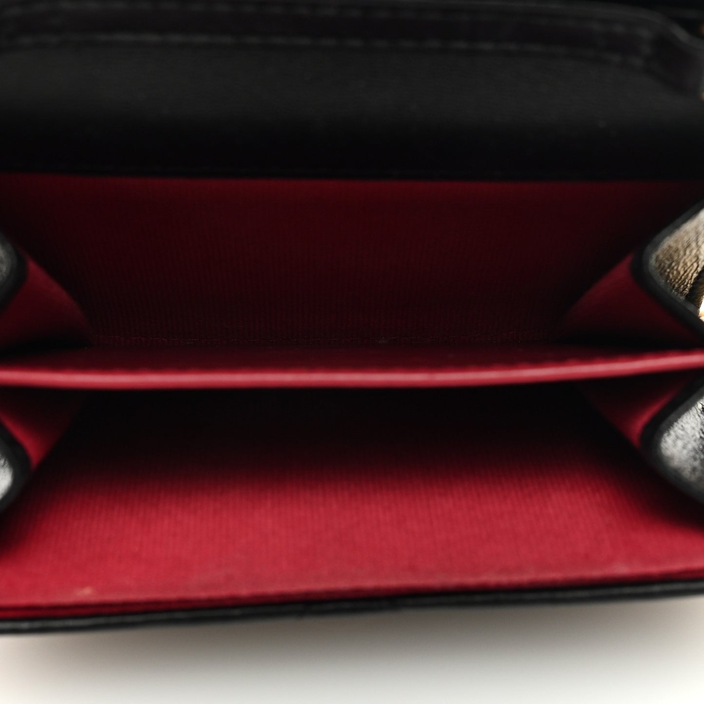 Lambskin Enamel Quilted Pending CC Card Holder On Chain Black