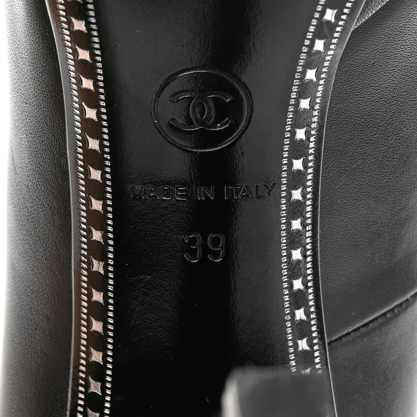 Calfskin Cap Toe CC Pumps 39 Black Silver