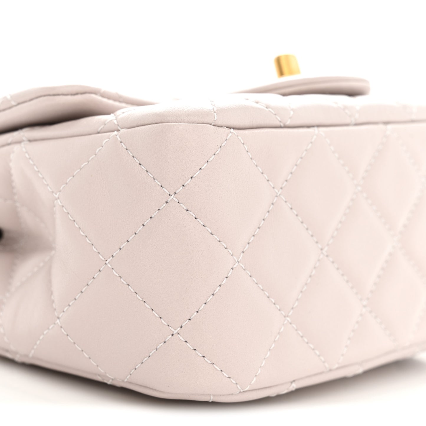 Lambskin Quilted Mini Pearl Crush Flap Light Purple