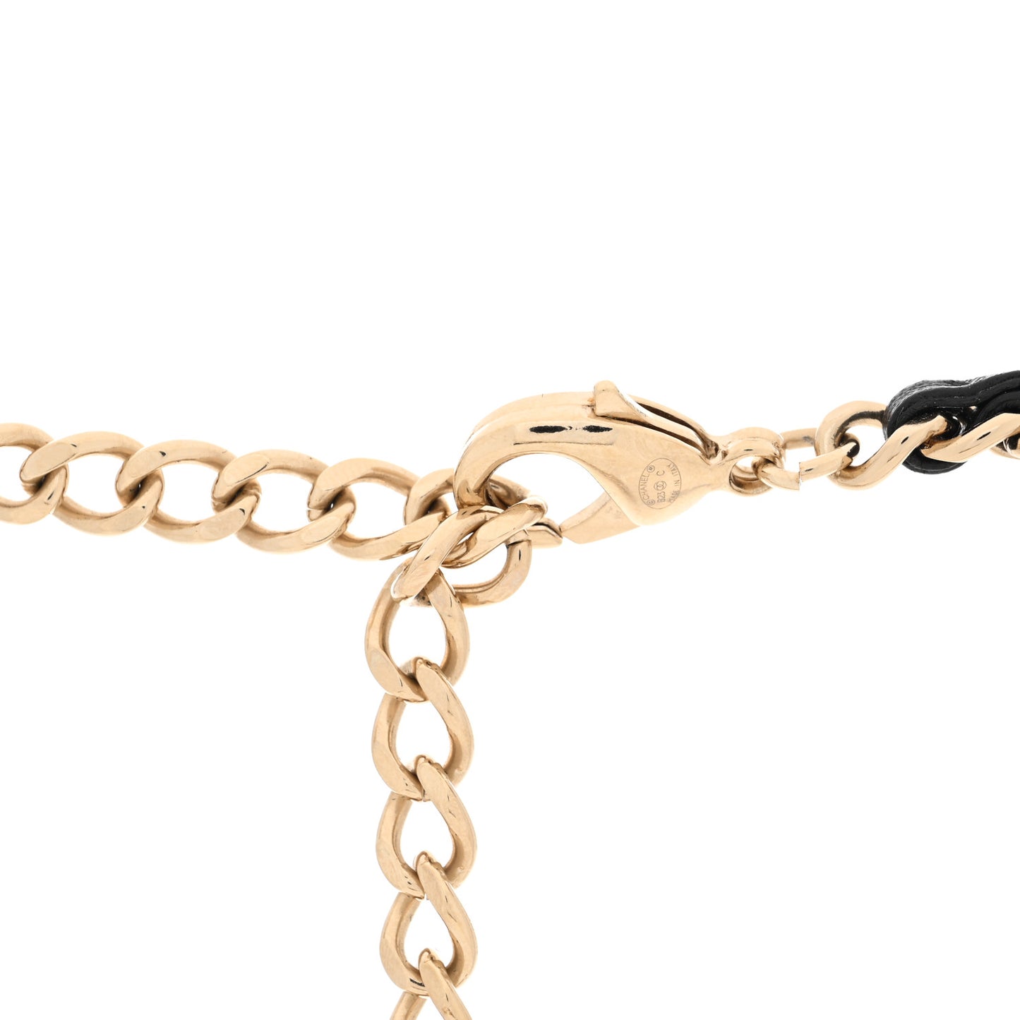 Metal Resin Quilted Flap Bag Hoop Mirror Necklace Black Gold
