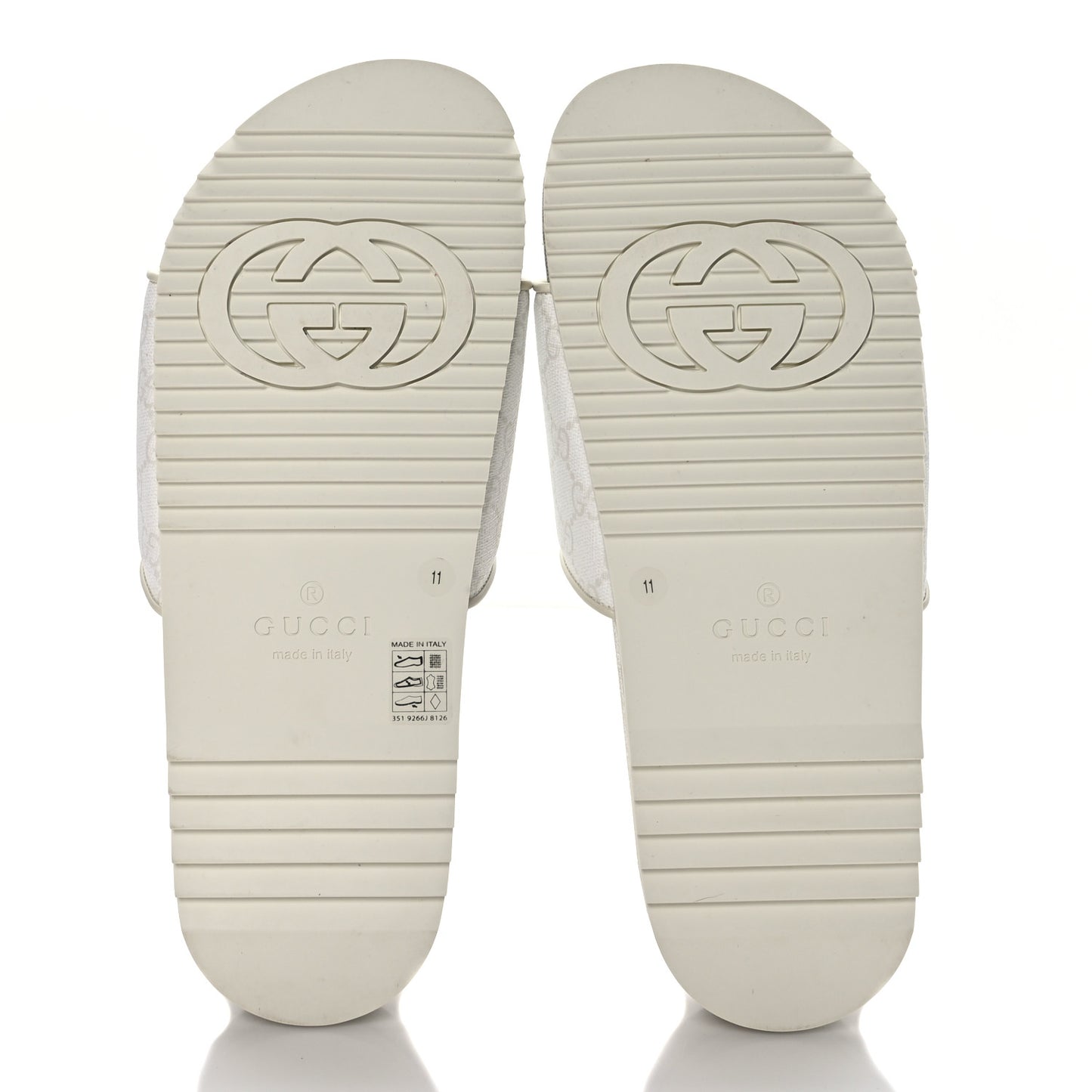 GG Supreme Monogram Demetra Mens Slide Sandals 11 White Mystic White