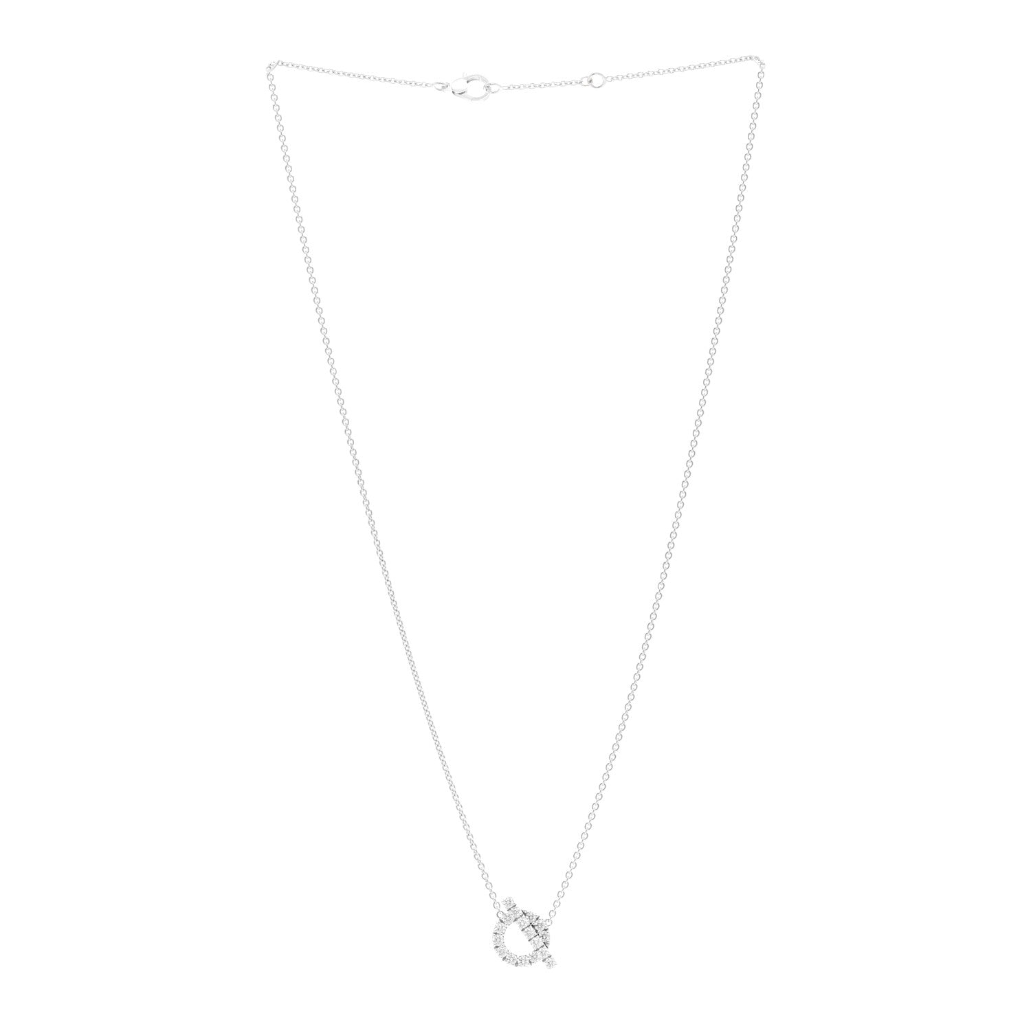 Hermes 18K White Gold Diamond Finesse Pendant Necklace 3 of 6