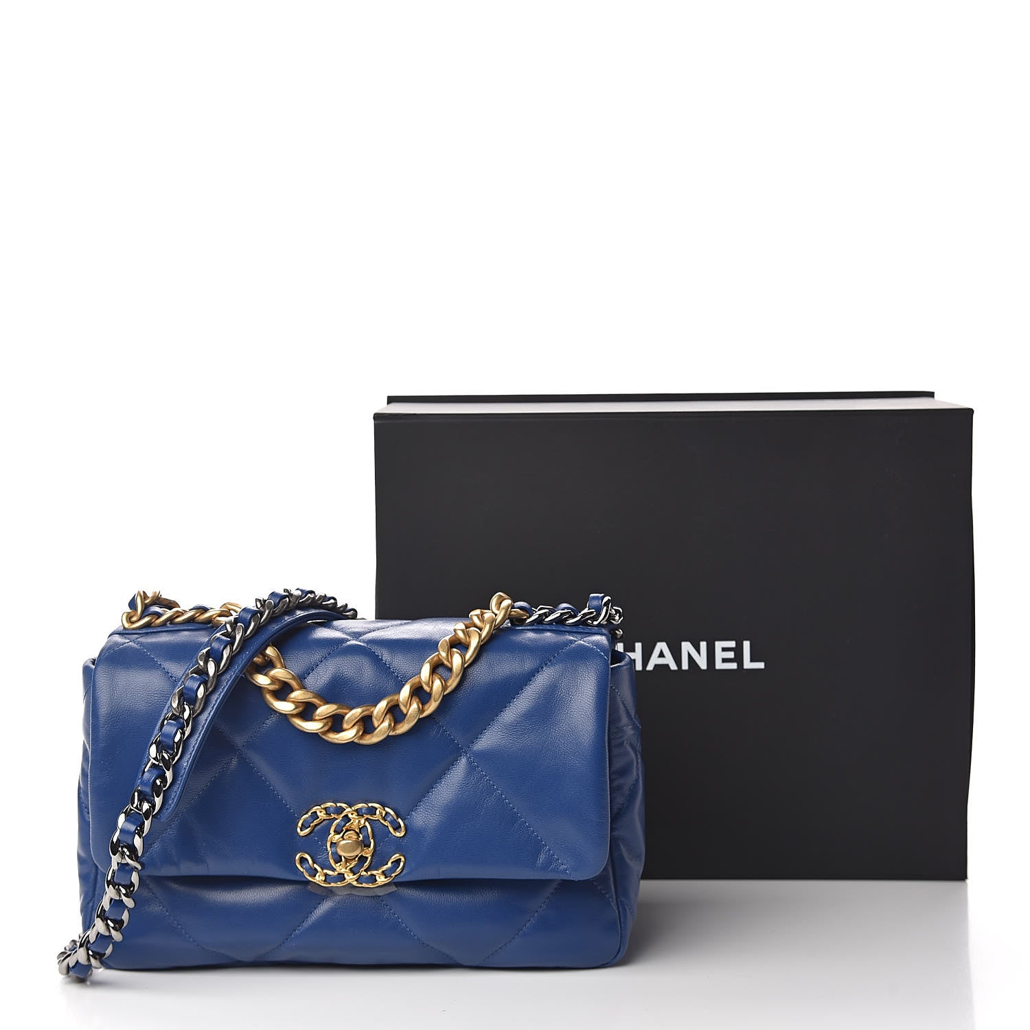 Chanel Goatskin Quilted Medium 19 Flap Dark Blue 11 of 11
