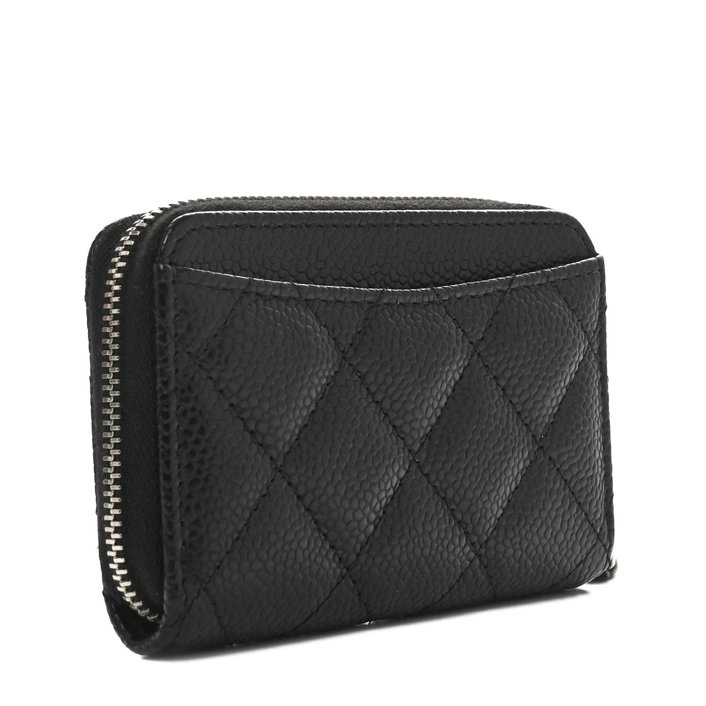Caviar Quilted Zip Coin Purse Black