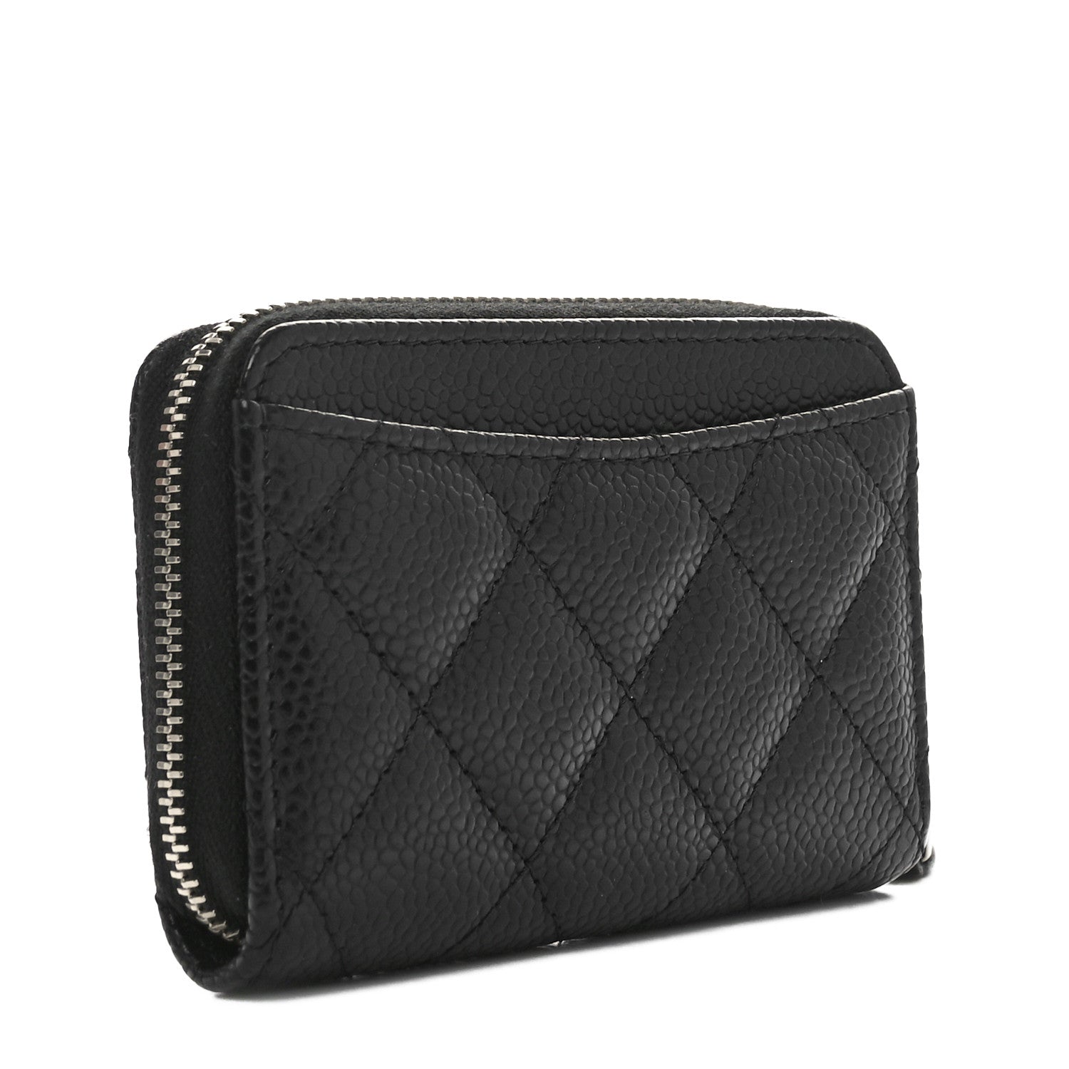 Chanel Caviar Quilted Zip Coin Purse Black 3 of 9