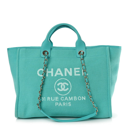 Chanel Mixed Fibers Medium Deauville Tote Turquoise 1 of 10