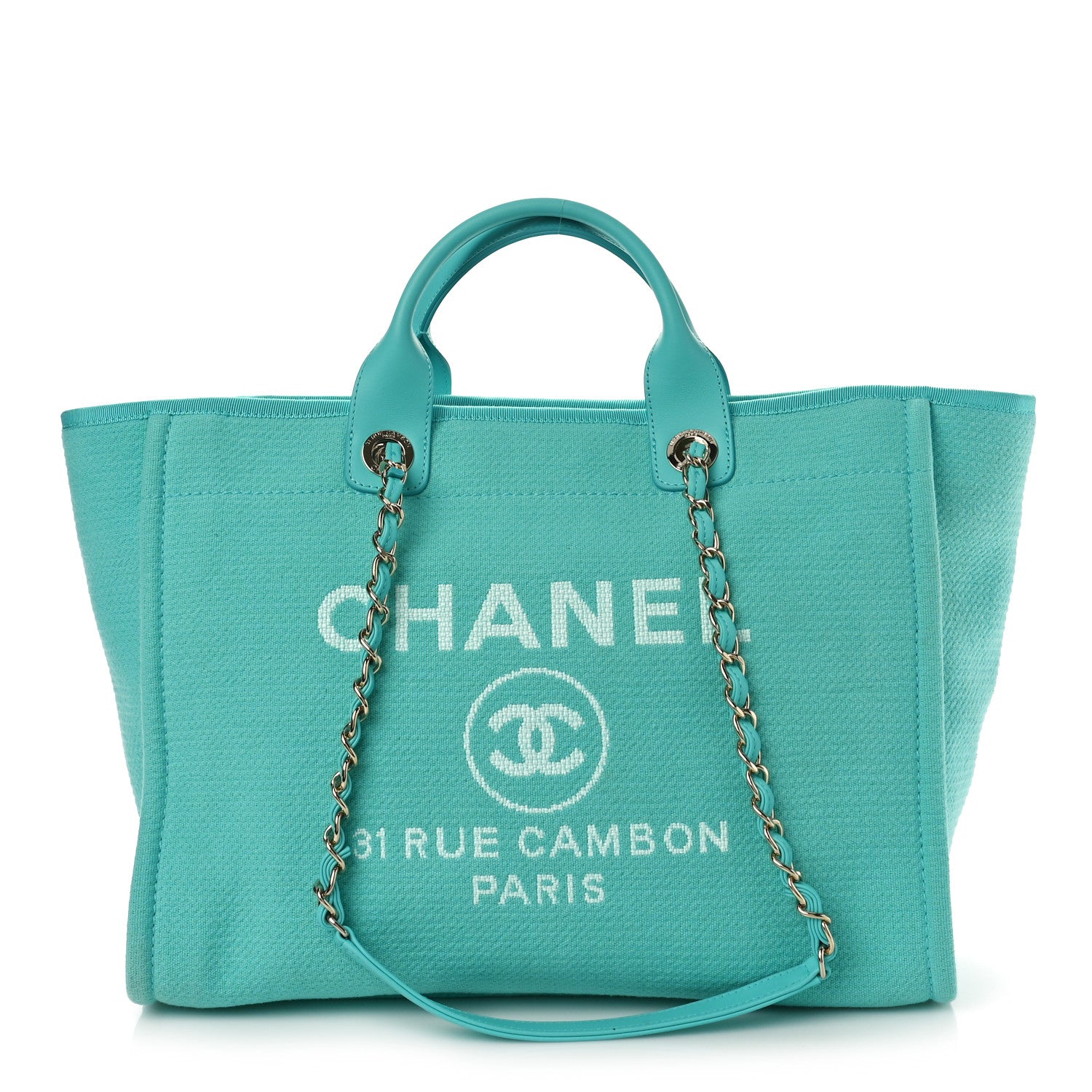 Chanel Mixed Fibers Medium Deauville Tote Turquoise 3 of 10