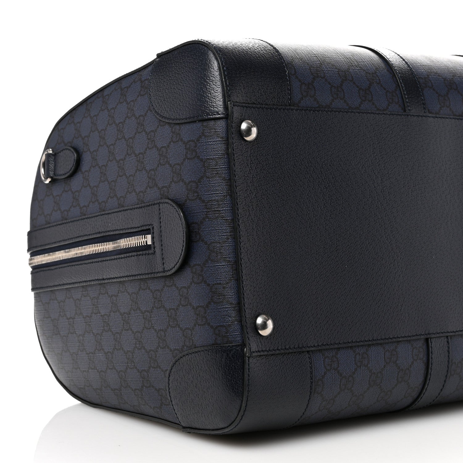 Gucci GG Supreme Monogram Textured Dollar Calfskin Large Savoy Duffle Bag Grey Black Blue 7 of 8