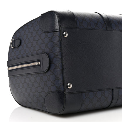 Gucci GG Supreme Monogram Textured Dollar Calfskin Large Savoy Duffle Bag Grey Black Blue 7 of 8
