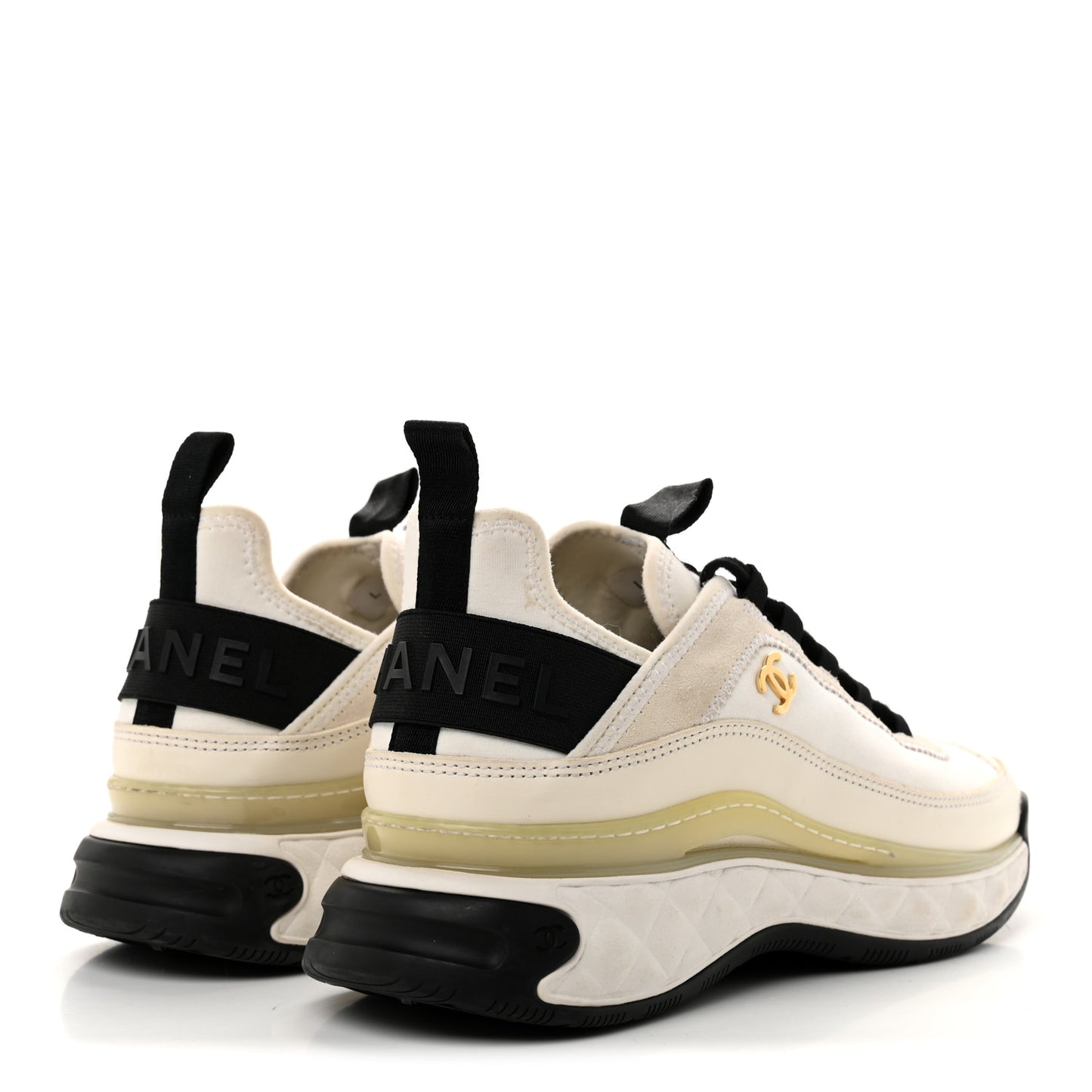 Velvet Calfskin Mixed Fibers CC Sneakers 39 Ivory Black