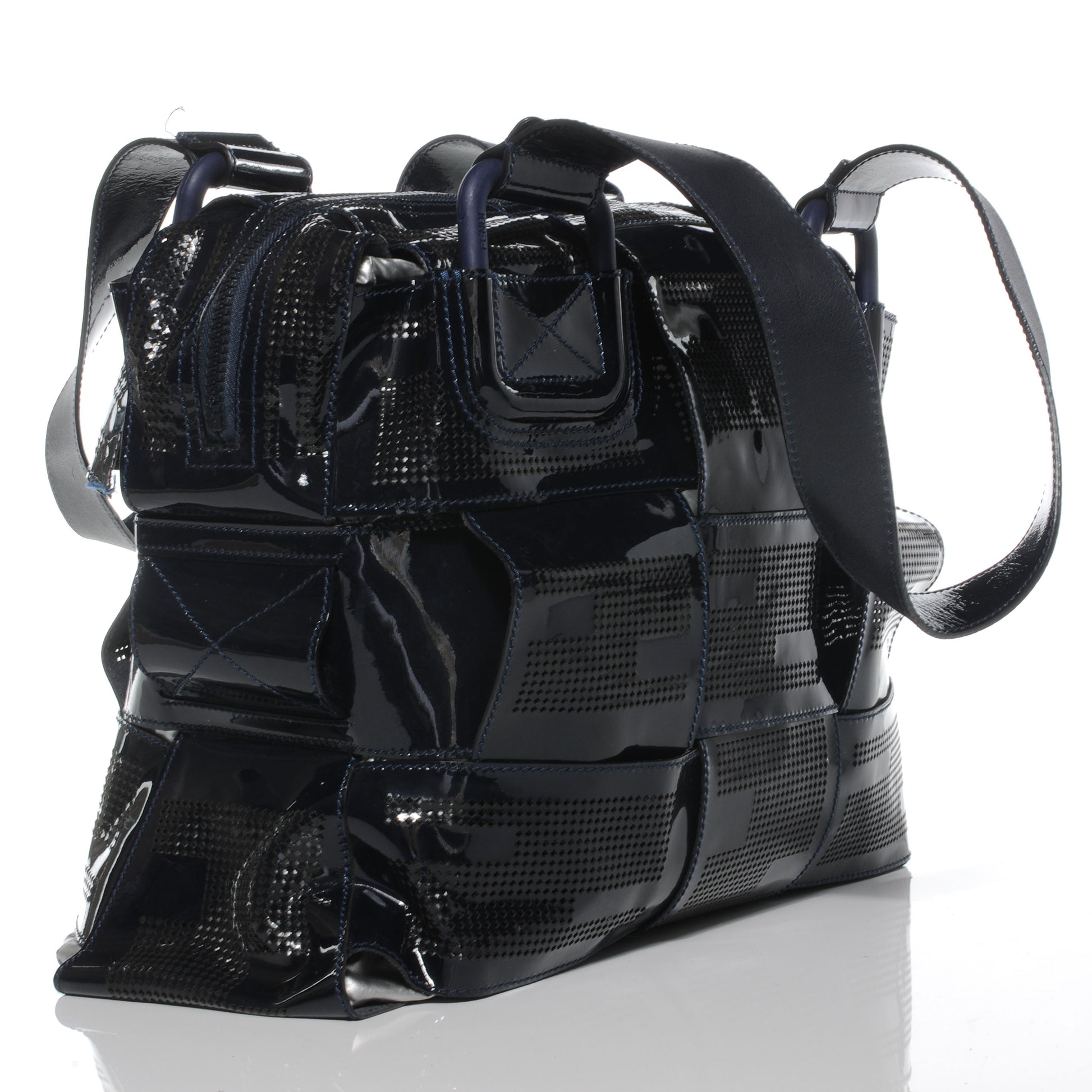 Fendi Patent Mesh Crossword Bag Navy 3 of 8