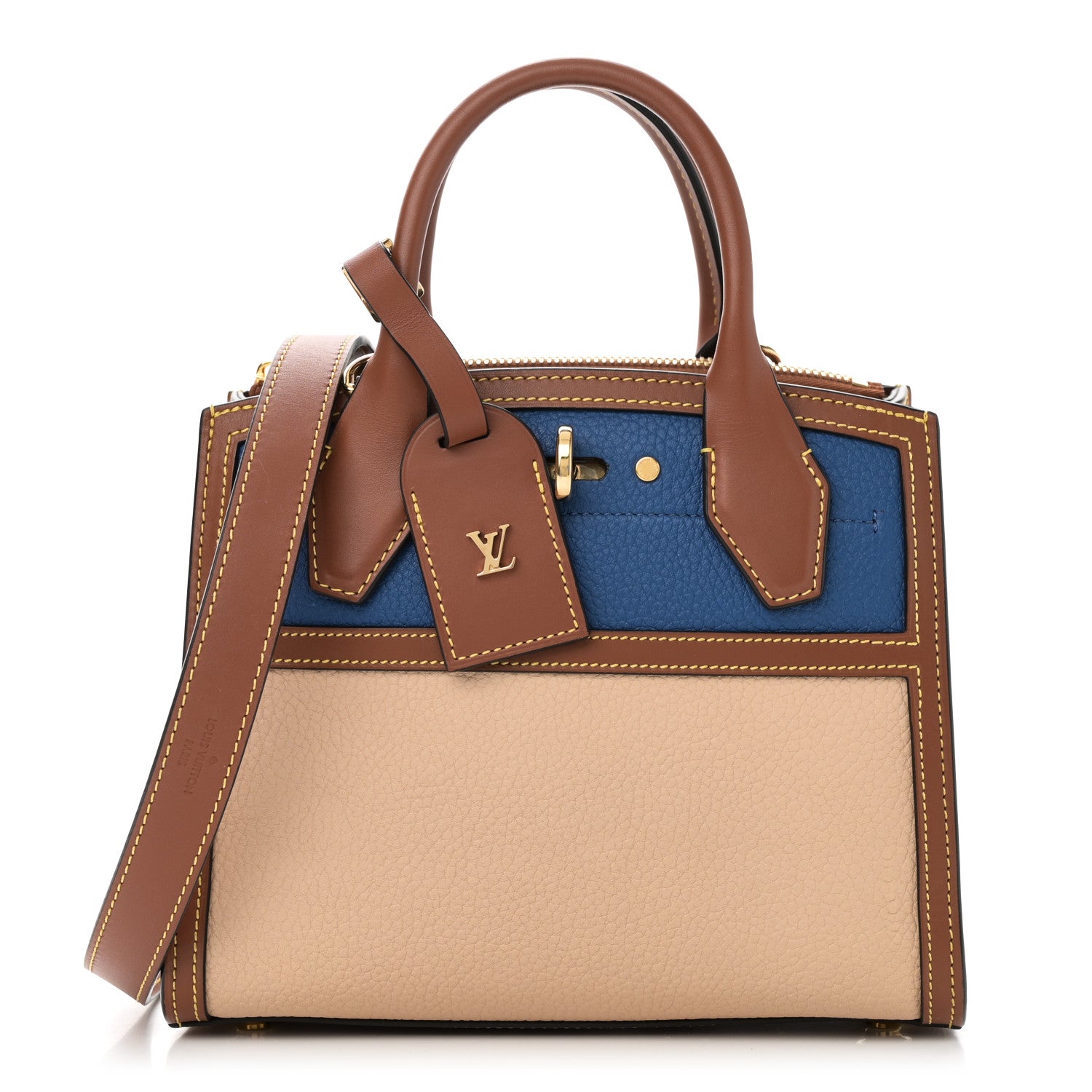 Louis Vuitton Taurillon City Steamer Mini Blue Beige 1 of 9