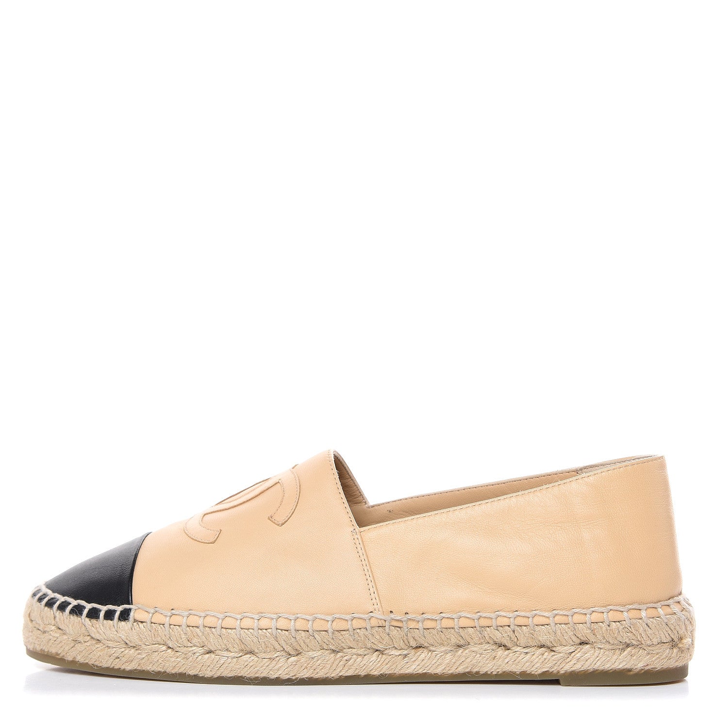 Chanel Lambskin CC Espadrilles 40 Beige Black 1 of 11