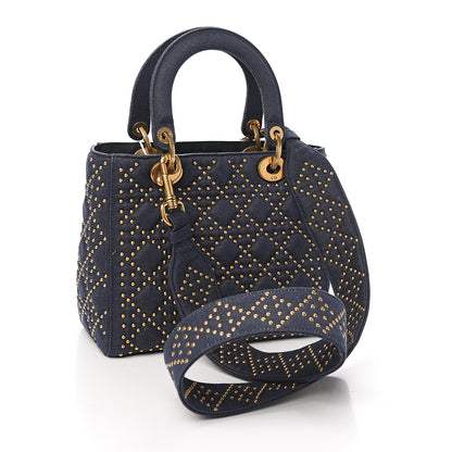 Christian Dior Canvas Cannage Studded Medium Supple Lady Dior Blue 2 of 9
