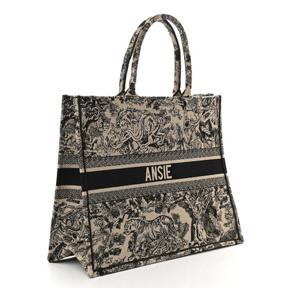 Christian Dior Canvas Embroidered Large Dioriviera Toile De Jouy Book Tote Black 3 of 9