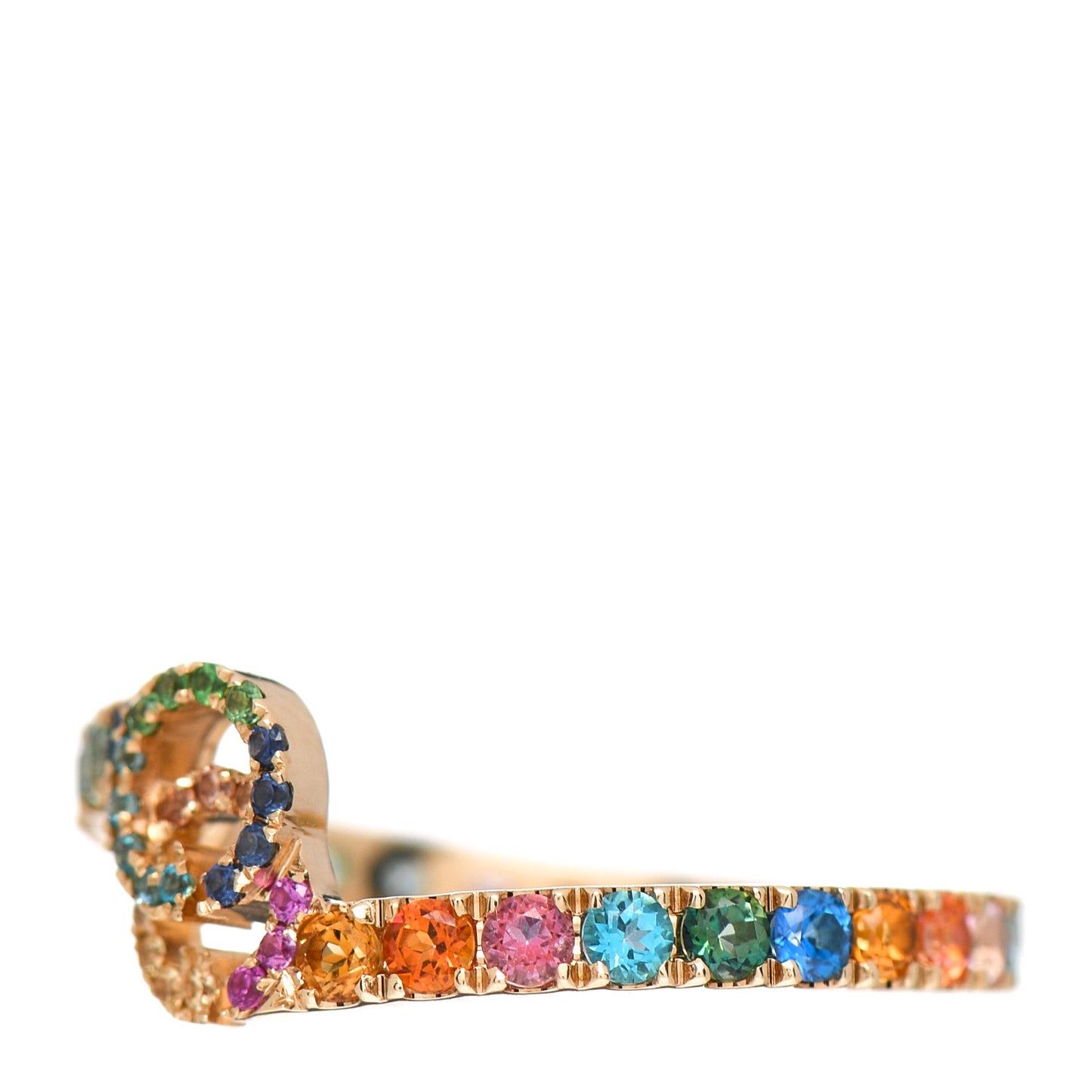 18K Yellow Gold Mixed Gemstone Running GG Ring 52 6