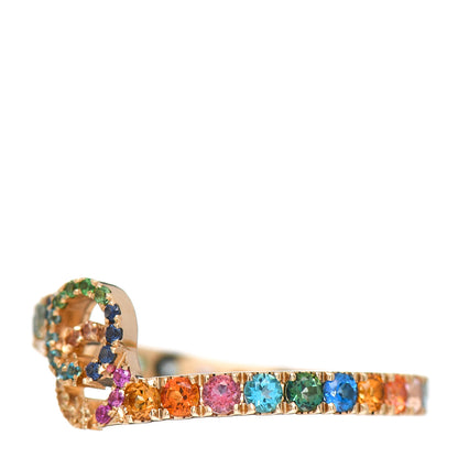 Gucci 18K Yellow Gold Mixed Gemstone Running GG Ring 52 6 3 of 6