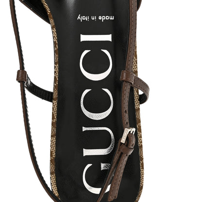 Gucci GG Monogram Malaga Kid Square G 35mm Slingback Pumps 39 Beige Ebony New Acero 6 of 10