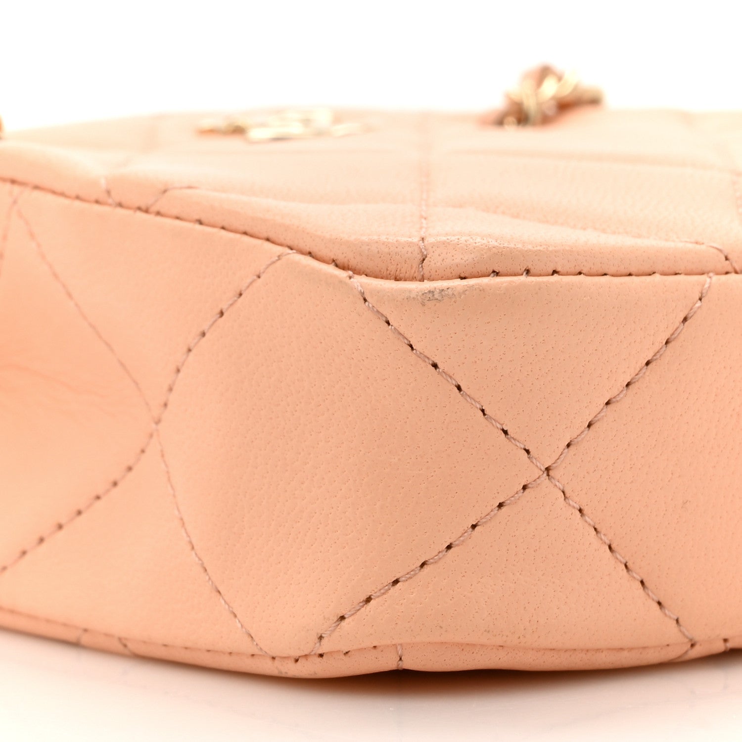 Chanel Lambskin Quilted Tiny Shopping Clutch With Chain Light Beige 10 of 15