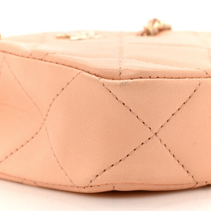 Chanel Lambskin Quilted Tiny Shopping Clutch With Chain Light Beige 10 of 15