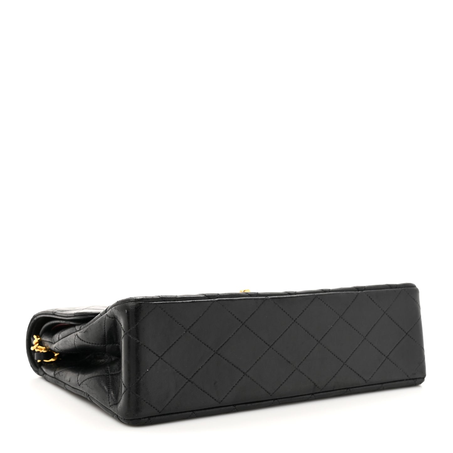 Lambskin Quilted Medium Double Flap Black