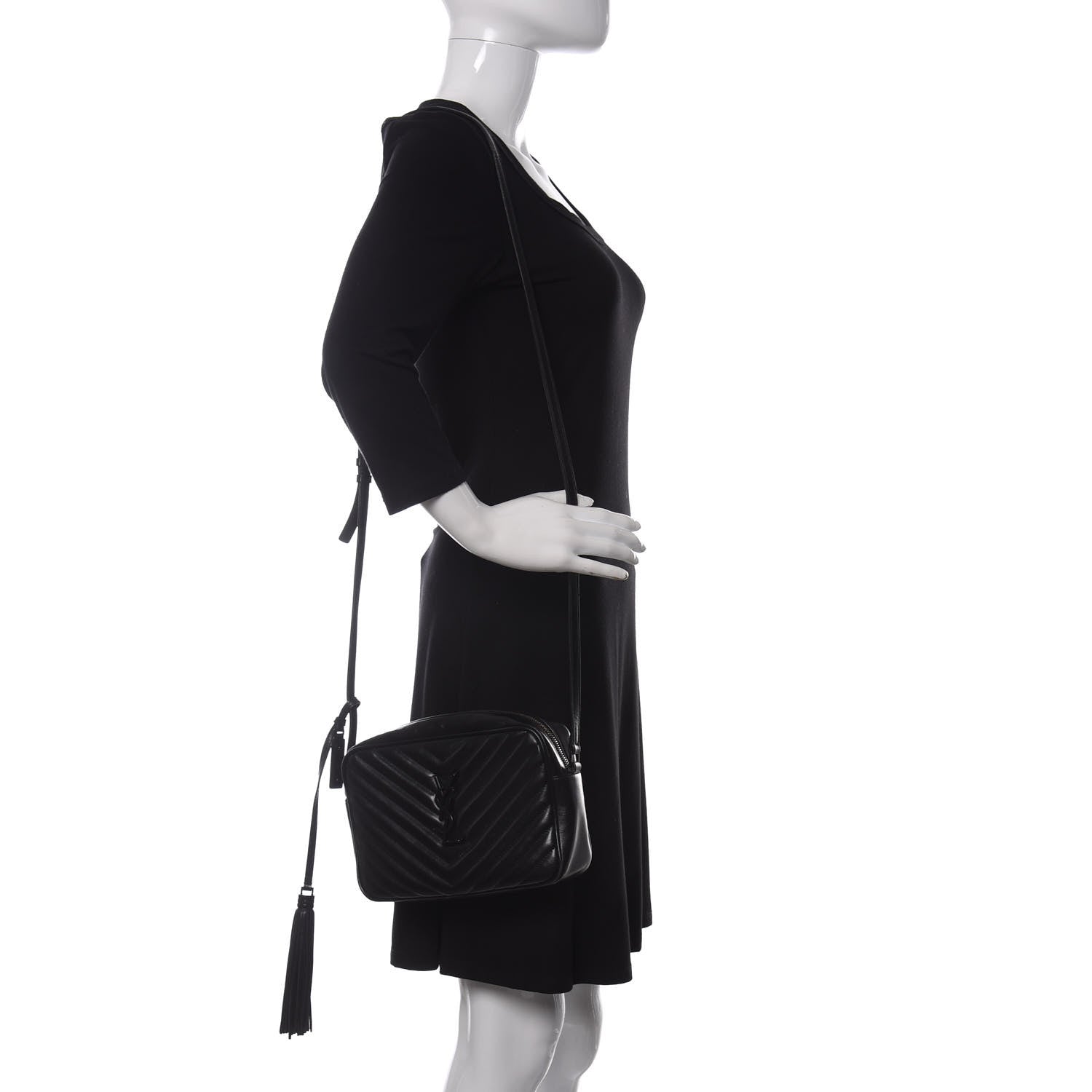 Saint Laurent Calfskin Matelasse Monogram Lou Camera Bag Black 2 of 15