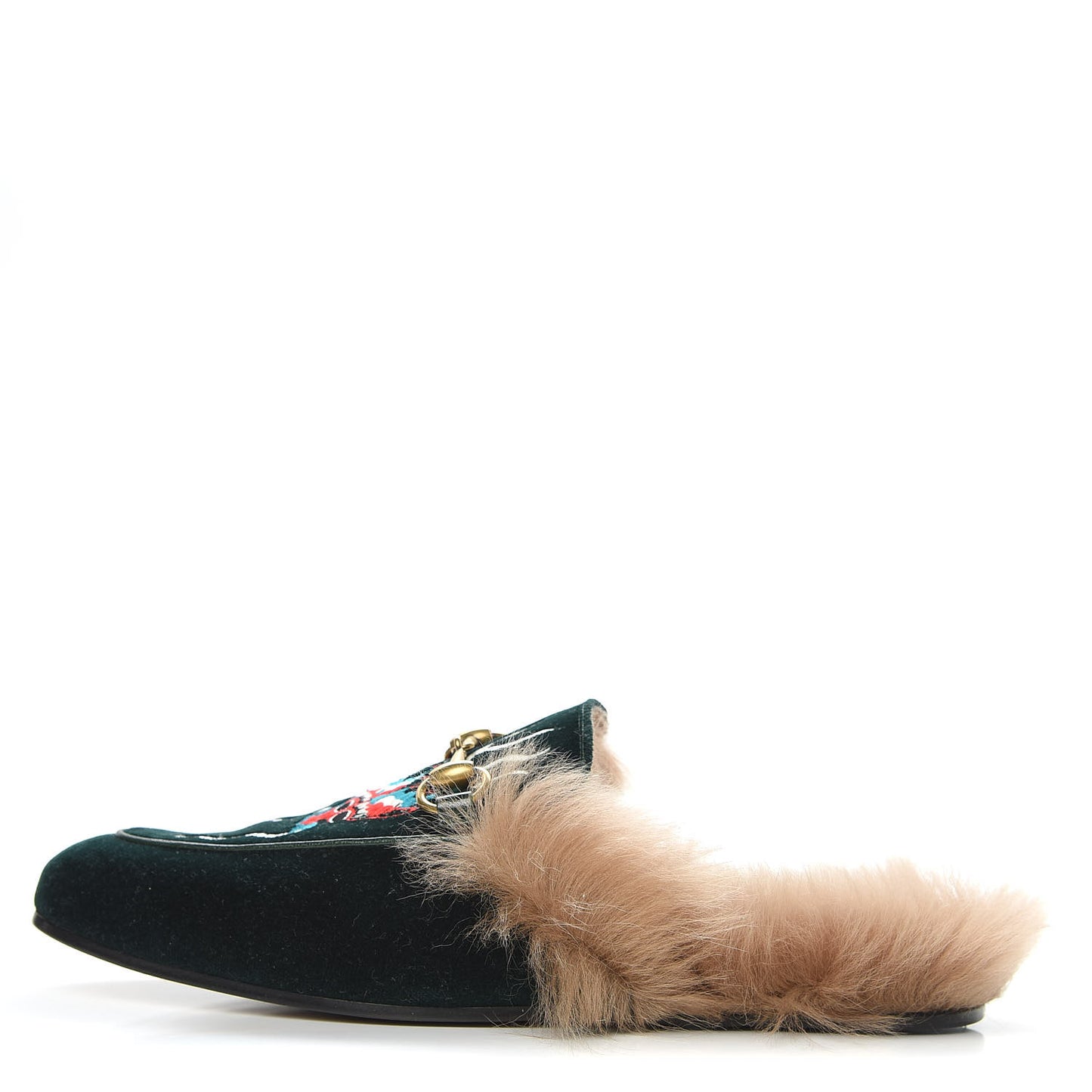 Velvet Fur Dragon Embroidered Mens Princetown Slippers 6 Zaffre Dark Zaffre