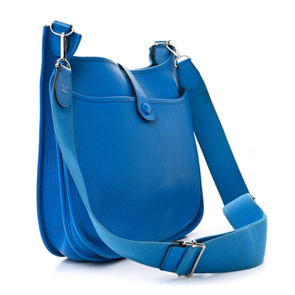 Hermes Taurillon Clemence Evelyne III PM Bleu Hydra 3 of 16