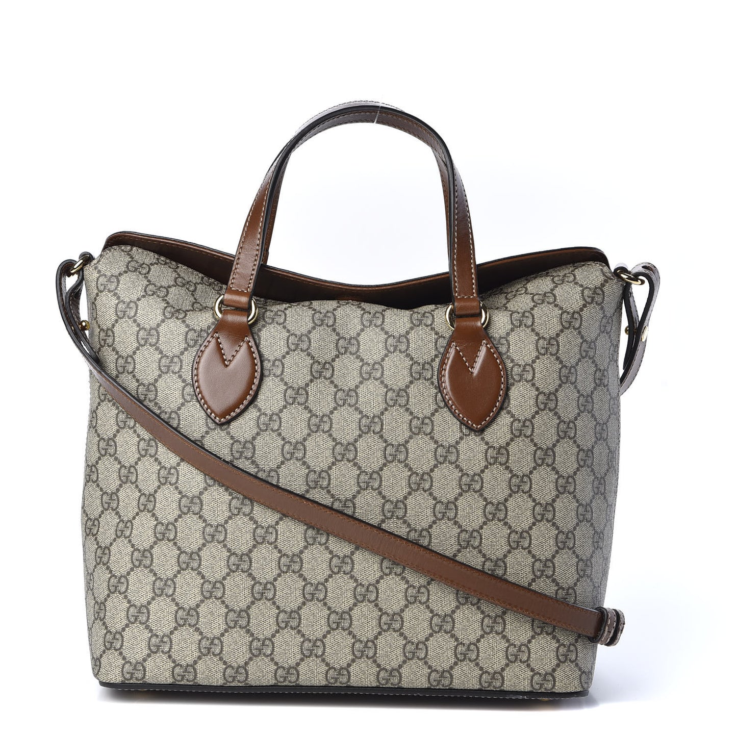GG Supreme Monogram Linea A Foldover Tote Brown