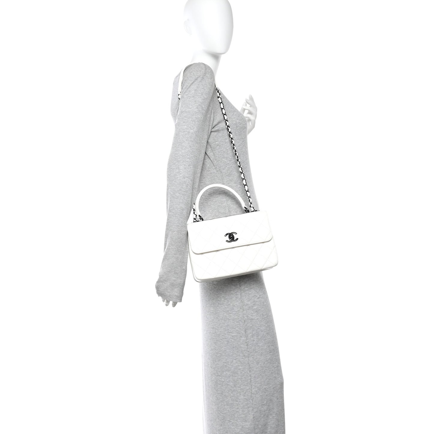Lambskin Quilted Small Trendy CC Dual Handle Flap Bag White