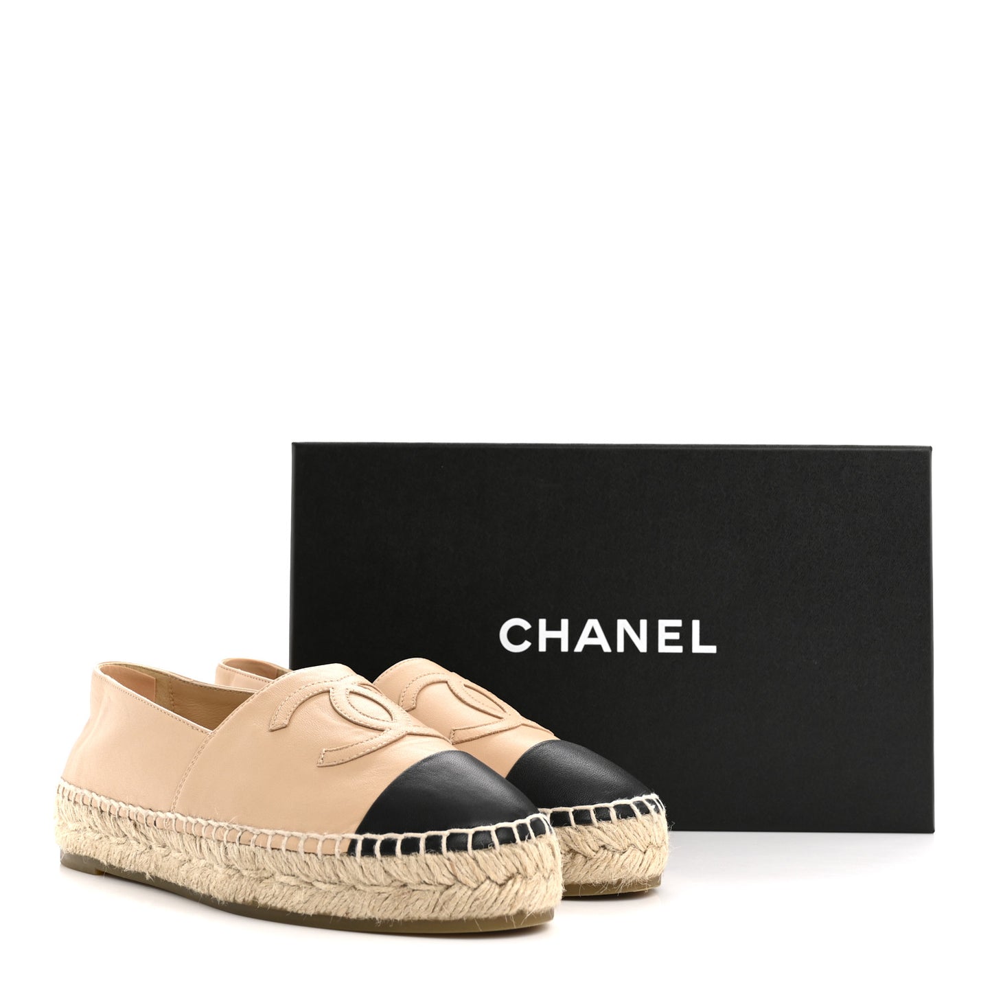 Lambskin CC Espadrilles 36 Beige Black