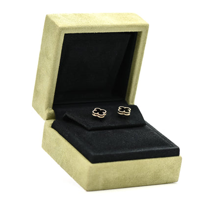 Van Cleef & Arpels 18K Yellow Gold Black Onyx Sweet Alhambra Earrings 5 of 5