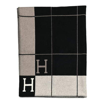 Hermes Wool Cashmere Avalon III Blanket Ecru Gris Fonce 1 of 4