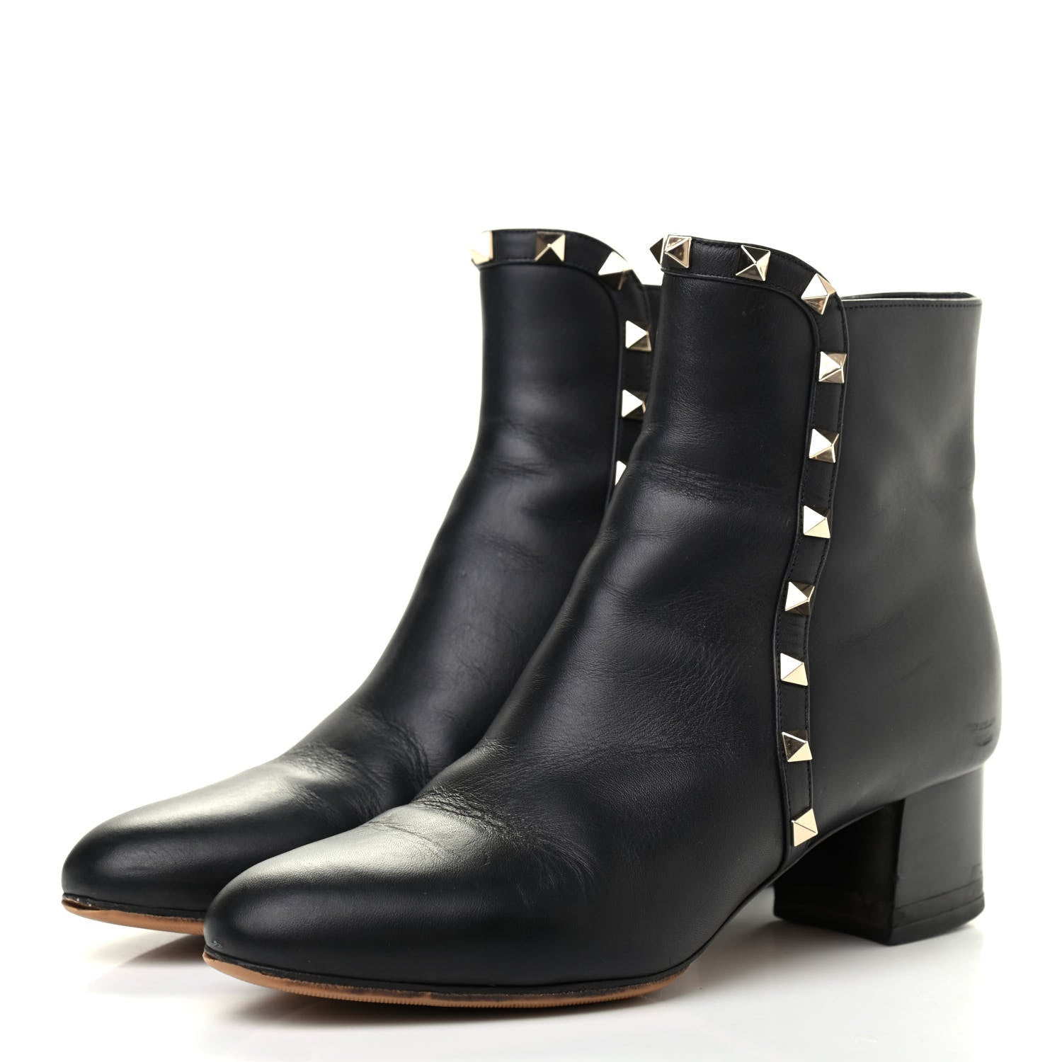 Valentino Garavani Smooth Calfskin Rockstud 40mm Ankle Boots 36.5 Black 3 of 10