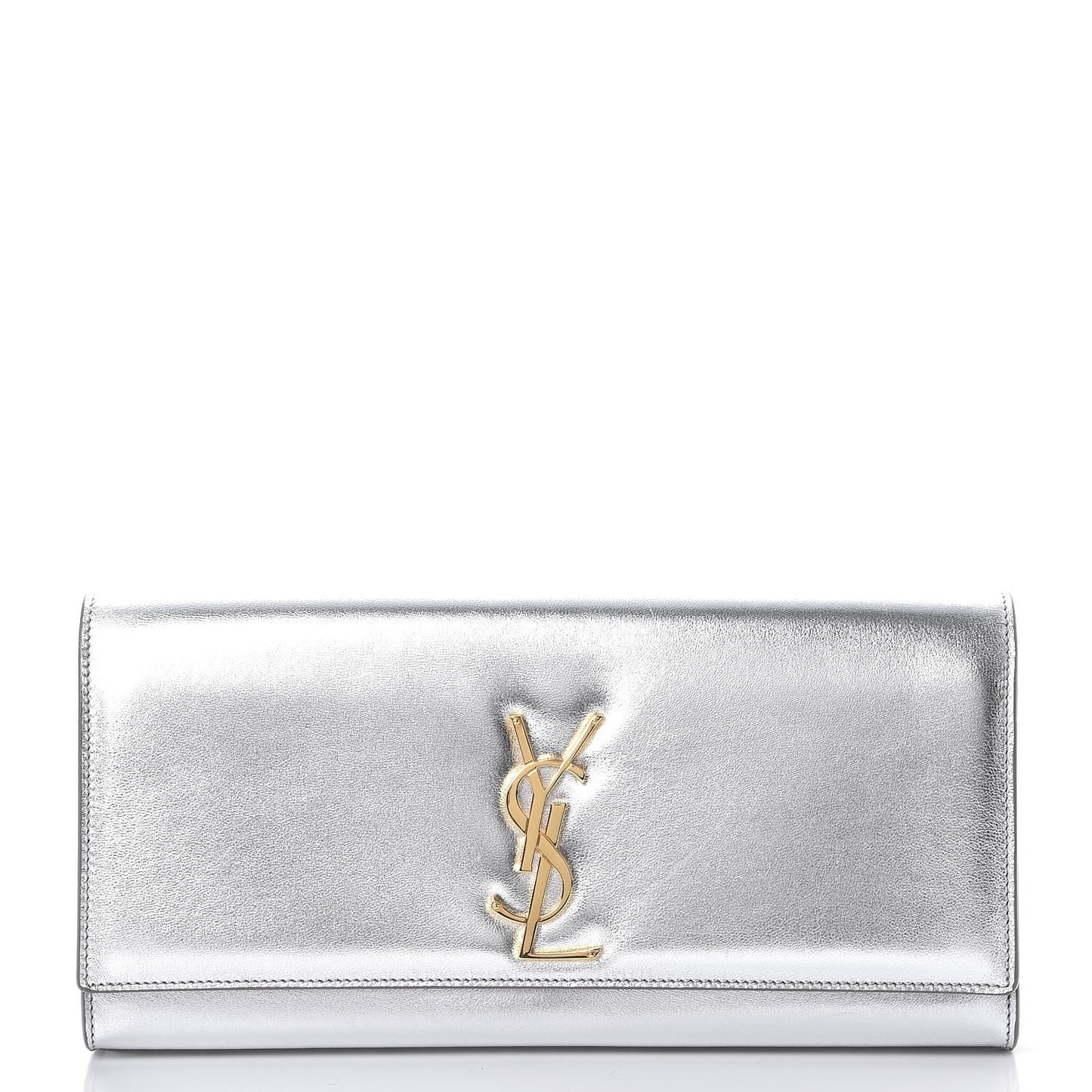 Metallic Calfskin Classic Monogram Cassandre Clutch Argento