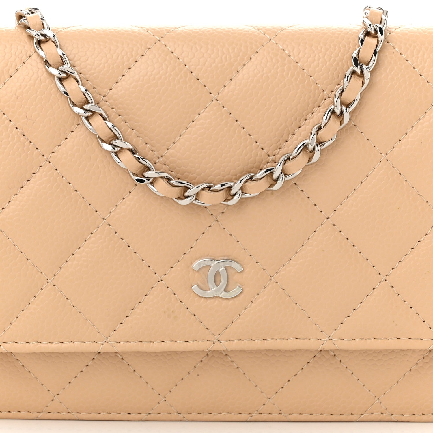 Chanel Caviar Quilted Wallet On Chain WOC Beige 9 of 12